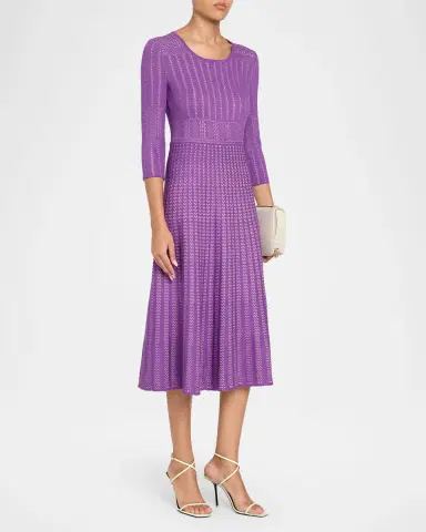 Misook Fit & Flare Multi-Stitch Knit Midi Dress | Thumbnail 4