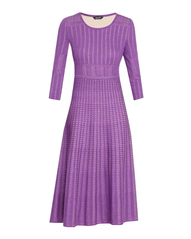 Misook Fit & Flare Multi-Stitch Knit Midi Dress