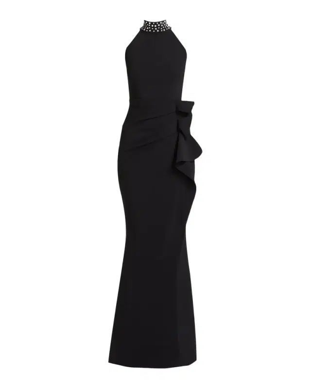 Chiara Boni La Petite Robe Gudrum Faux Pearl Ruffle Gown