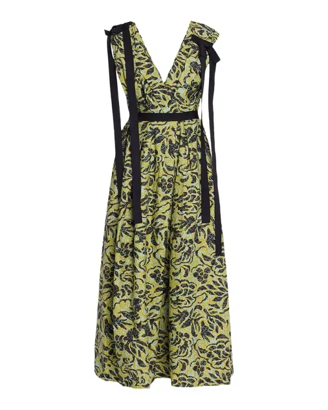 Ulla Johnson Karina Sleeveless Floral Cotton Bow Midi Dress