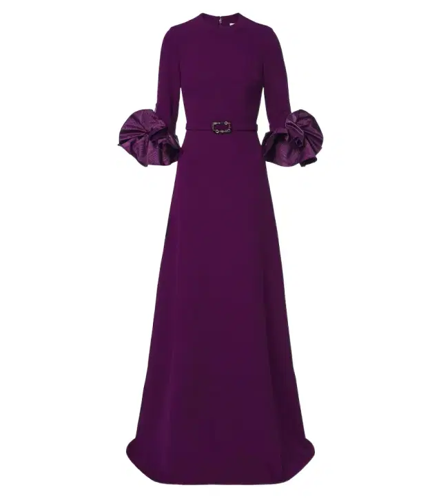 Safiyaa Belen crêpe belted gown