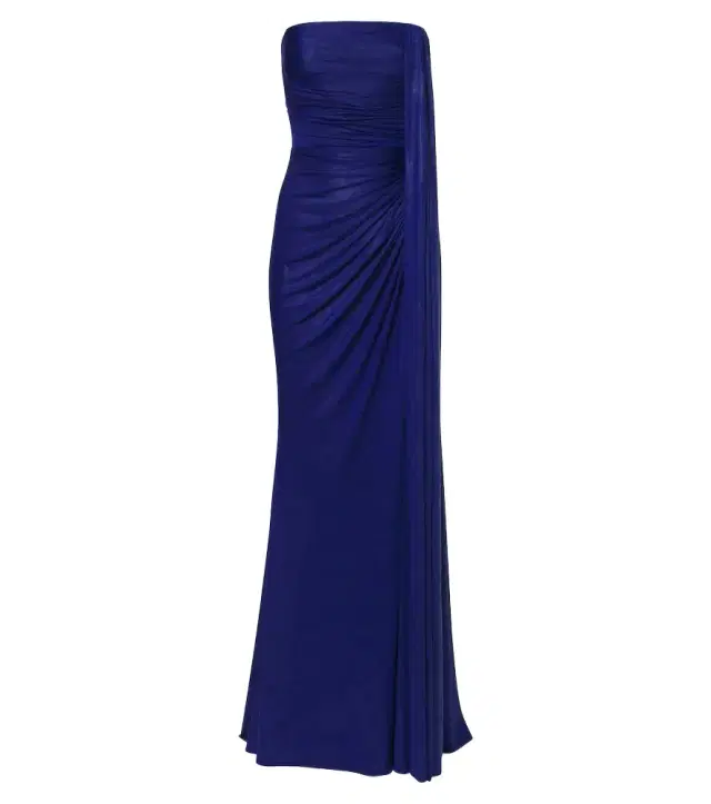 Elie Saab Draped coated jersey bustier gown