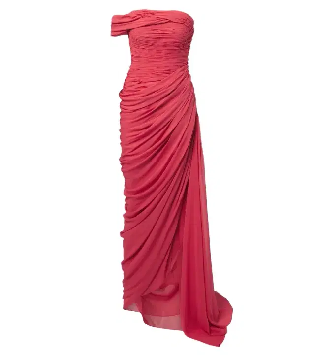 Oscar de la Renta Ruched silk georgette gown