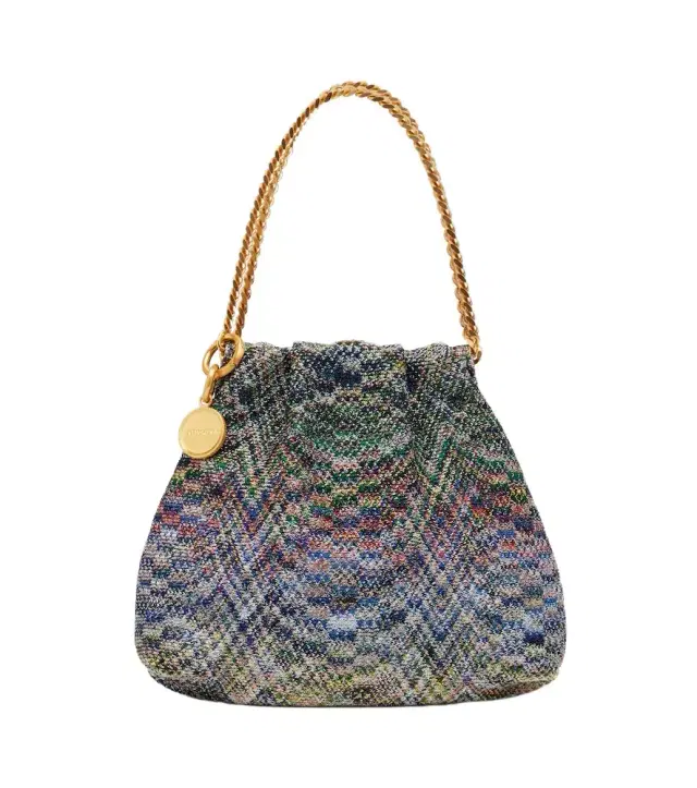 Mini knitted top-handle bag
