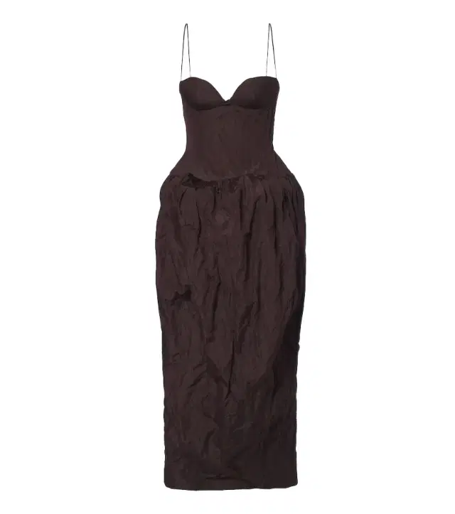 Gathered cotton-blend bustier dress