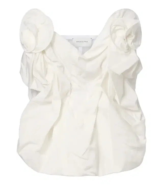 Draped cotton and silk bustier top