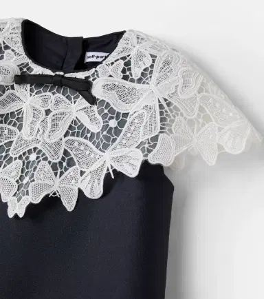 Self-Portrait Kids Lace-trimmed satin dress | Thumbnail 3