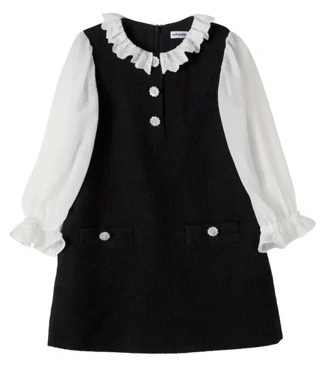 Self-Portrait Kids Embellished tweed dress