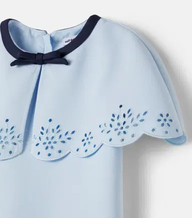 Self-Portrait Kids Broderie anglaise caped crêpe dress | Thumbnail 3