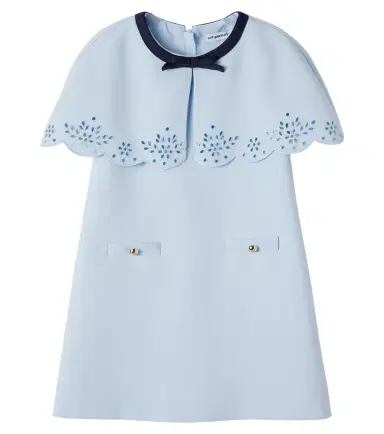 Self-Portrait Kids Broderie anglaise caped crêpe dress | Thumbnail 1