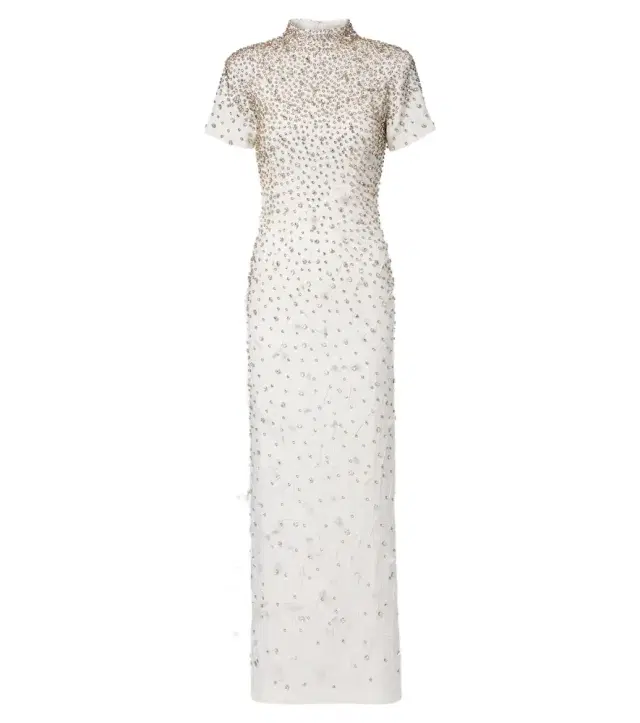 La Fuori Là Fuori Seraphina embellished feather-trimmed gown