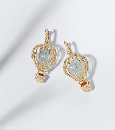 Sydney Evan Hot Air Balloon 14kt gold hoop earrings with aquamarine and diamonds | Thumbnail 5 Sydney Evan Hot Air Balloon 14kt gold hoop earrings with aquamarine and diamonds | Thumbnail 5