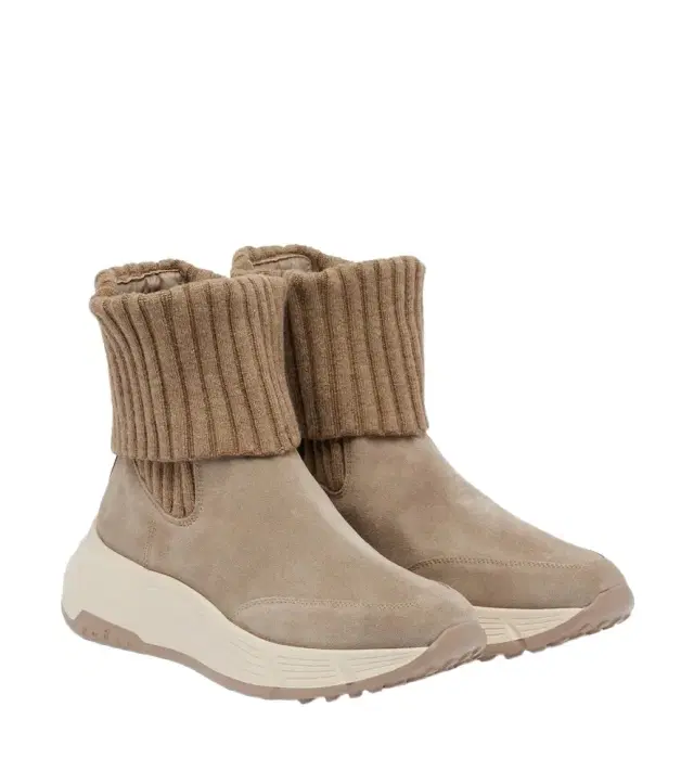 Hogan H669 knitted suede ankle boots