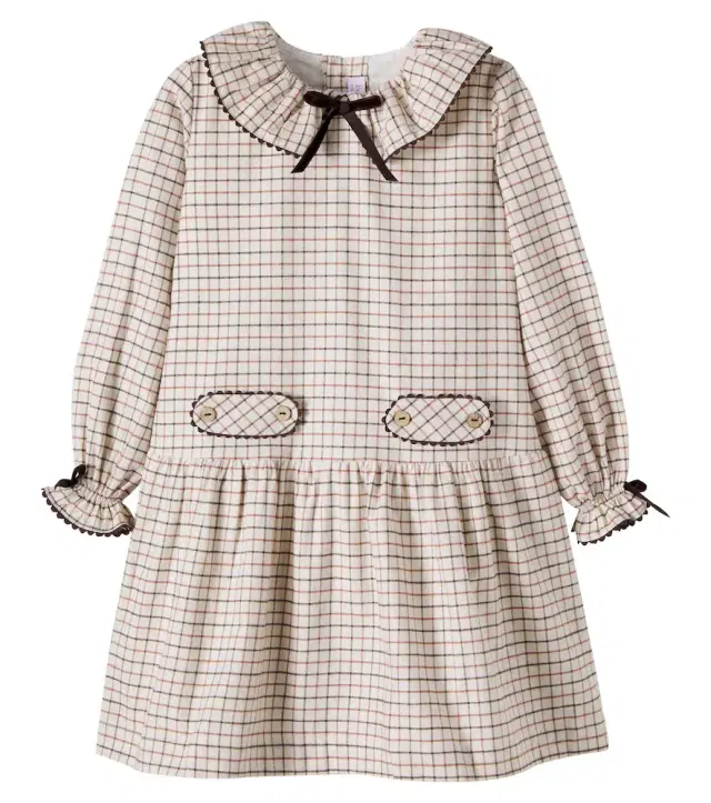 Tessa bow-detail checked cotton dress