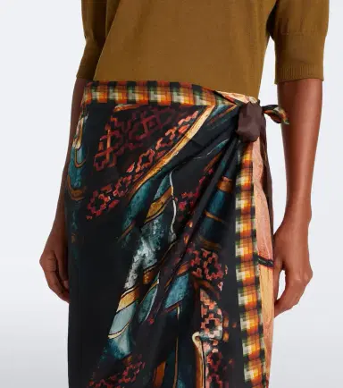 Dries Van Noten Printed silk wrap skirt | Thumbnail 5