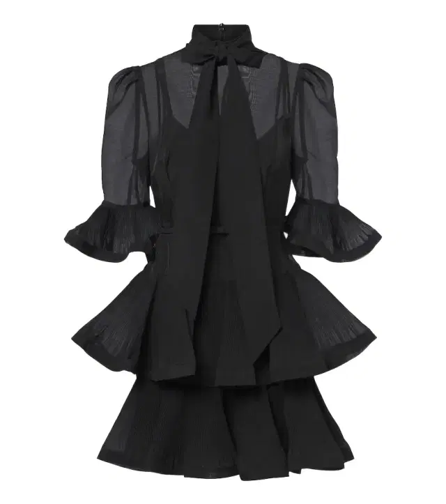 Zimmermann Pleated tie-neck minidress