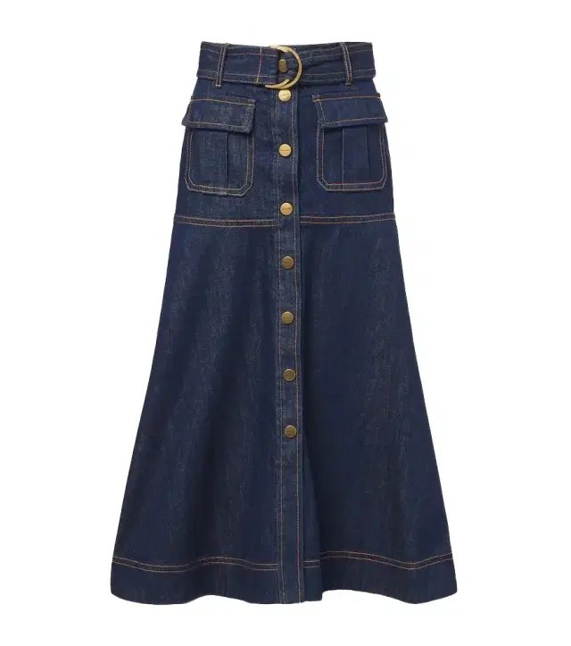 Zimmermann Belted denim midi skirt