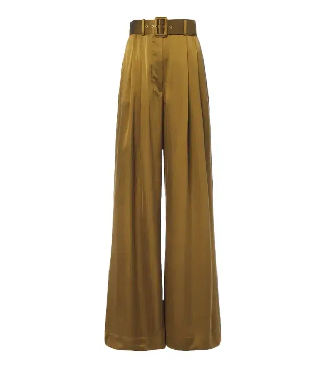Zimmermann Belted pleated silk wide-leg pants