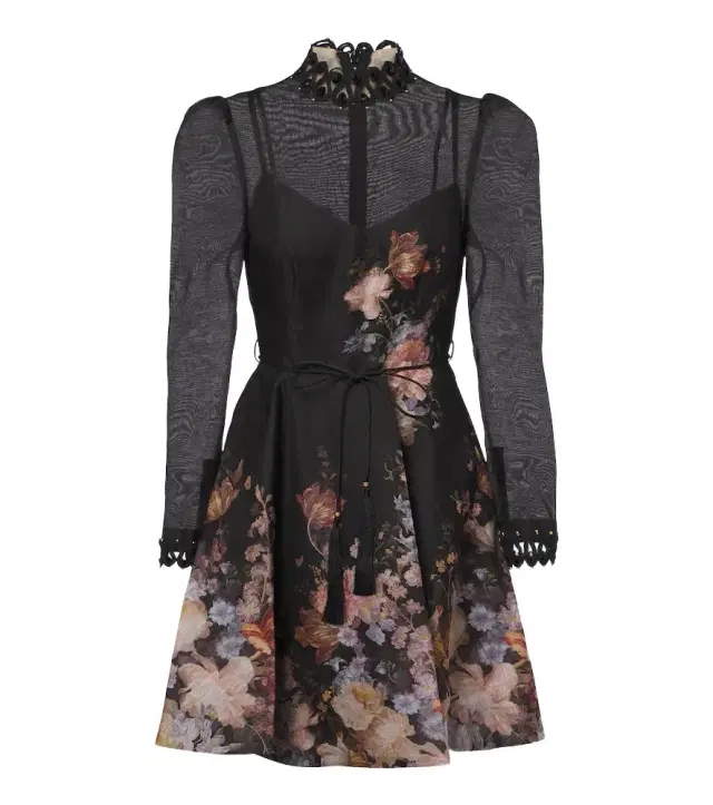 Valiant floral linen and silk minidress