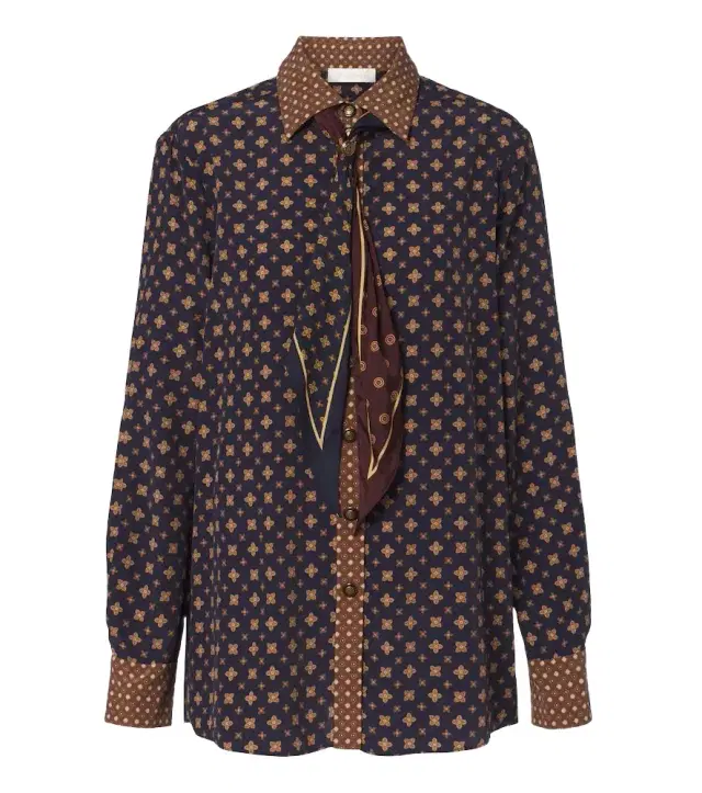 Zimmermann Printed tie-neck blouse