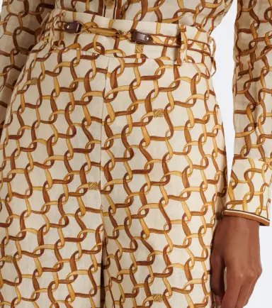 Zimmermann Belted printed linen wide-leg pants | Thumbnail 2