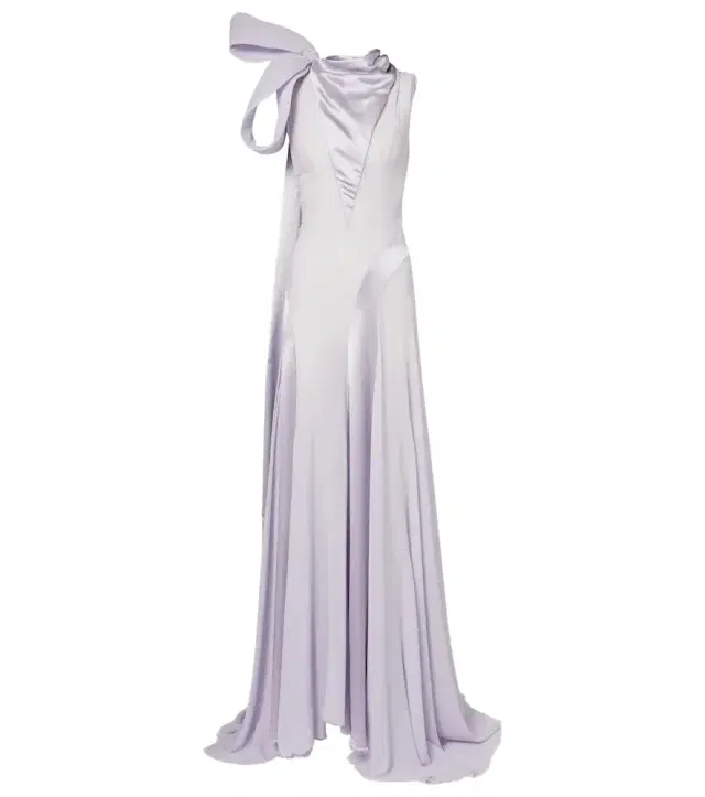 McQueen Bow-detail satin-paneled silk gown