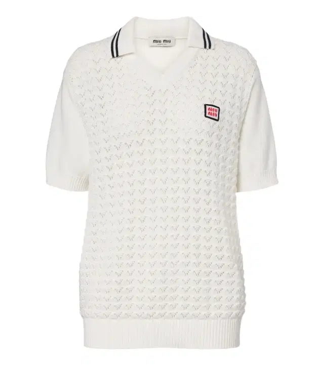Miu Miu Open-knit cotton polo shirt
