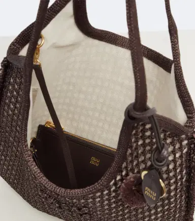Miu Miu Ivy crochet raffia-effect shopper | Thumbnail 3 Miu Miu Ivy crochet raffia-effect shopper | Thumbnail 3