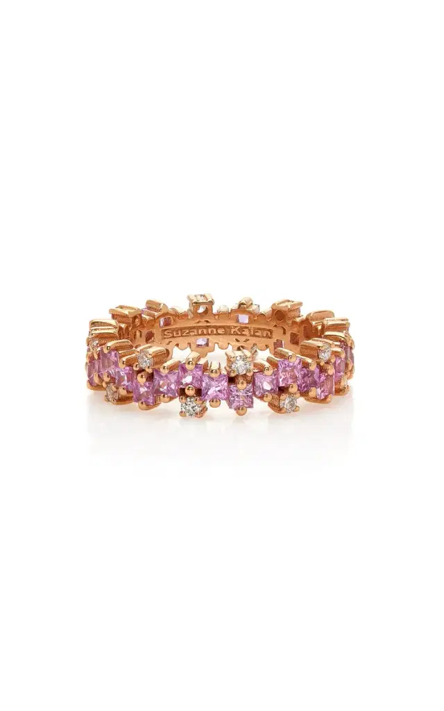 18kr Princess Mini Stacker Pink Sapphire Eternity Band Ring