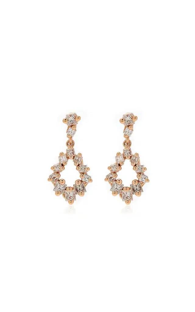 18kr Princess Diamond Gradual Pear Shaped Drop Earrings