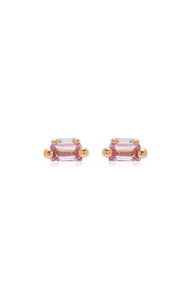 18kr Bold Pink Sapphire Mini Stud Earrings 18kr Bold Pink Sapphire Mini Stud Earrings