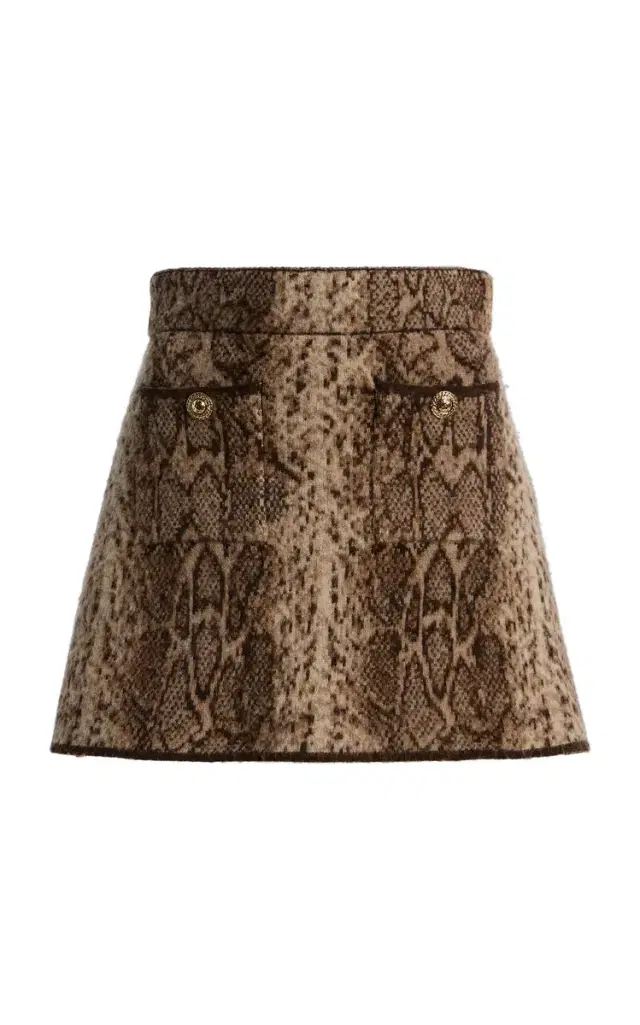 Cara Cara Dayton Snake-Print Wool Mini Skirt