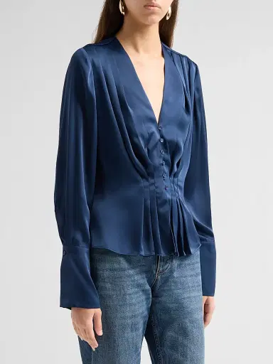 Favorite Daughter Women's The Romance Satin Pleated Top | Thumbnail 4