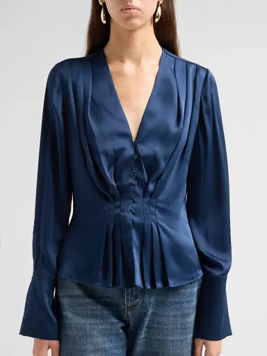 Favorite Daughter Women's The Romance Satin Pleated Top | Thumbnail 5