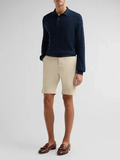 Ralph Lauren Purple Label Men's Tonal Textured Stripe Knit Polo Sweater - Racing Navy - Size XXL | Thumbnail 2