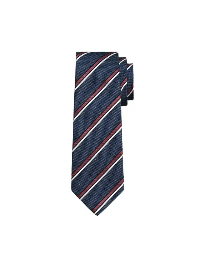 Kiton Men's Striped Silk Tie - Navy Red