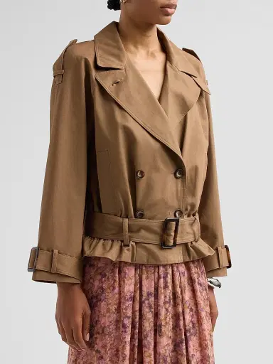 Ba&sh Winnie Short Trench Coat - Moka | Thumbnail 4