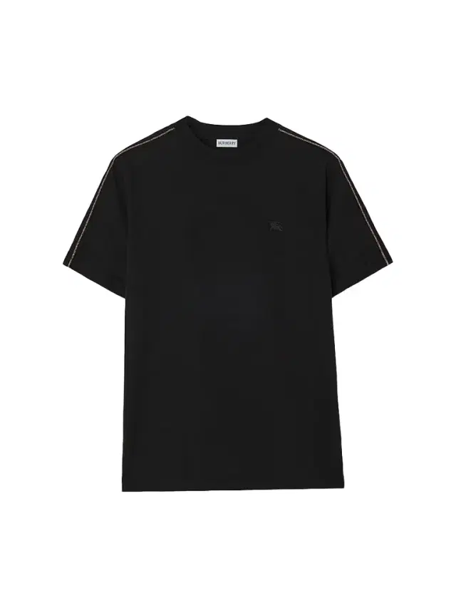 Burberry Men's Seth Check Piping Cotton Crewneck T-Shirt - Black