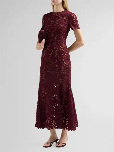 Self-Portrait Women's Lace Belted Midi Dress | Thumbnail 4