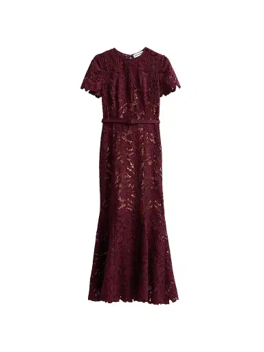 Self-Portrait Women's Lace Belted Midi Dress | Thumbnail 1