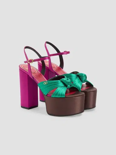 Valentino Garavani Women's 125MM Sandals with Crasher Platform in Satin | Thumbnail 2 Valentino Garavani Women's 125MM Sandals with Crasher Platform in Satin | Thumbnail 2