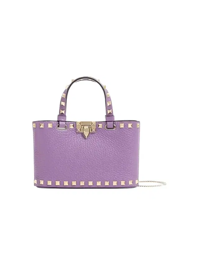 Valentino Garavani Women's Rockstud Top Handle Bag in Grainy Calfskin - Purple