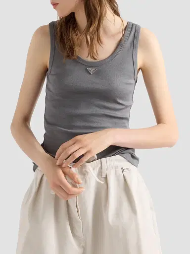 Prada Women's Ribbed Knit Tank Top - Dark Grey | Thumbnail 3 Prada Women's Ribbed Knit Tank Top - Dark Grey | Thumbnail 3