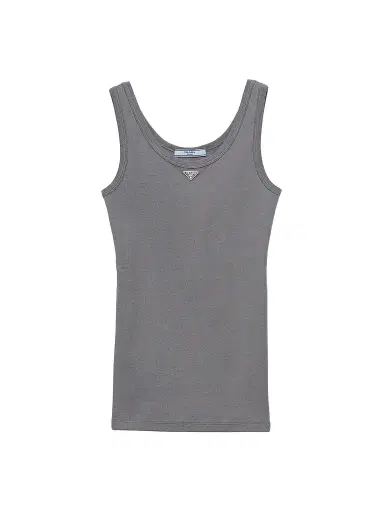 Prada Women's Ribbed Knit Tank Top - Dark Grey | Thumbnail 1 Prada Women's Ribbed Knit Tank Top - Dark Grey | Thumbnail 1