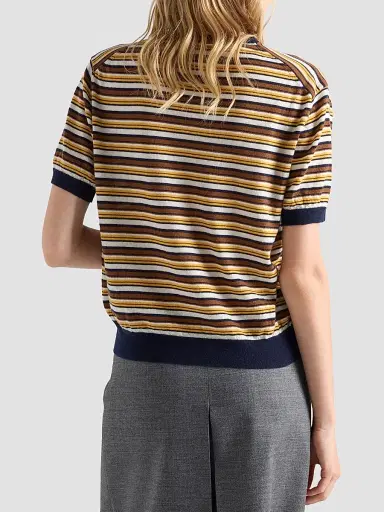 Prada Women's Short-Sleeved Striped Cashmere Sweater - Blue Multicolor - Size 10 | Thumbnail 5 Prada Women's Short-Sleeved Striped Cashmere Sweater - Blue Multicolor - Size 10 | Thumbnail 5