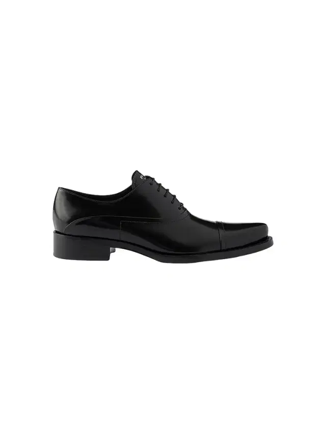 Prada Women's Brushed Leather Lace-Up Shoes - Black