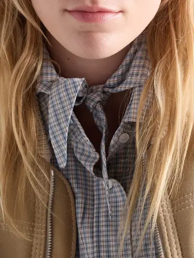 Prada Women's Madras Fabric Shirt - Beige Multicolor - Size 12 | Thumbnail 6 Prada Women's Madras Fabric Shirt - Beige Multicolor - Size 12 | Thumbnail 6