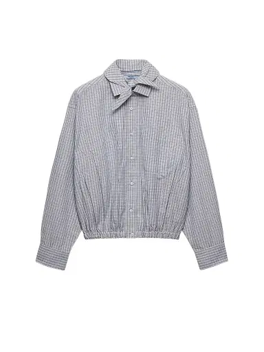 Prada Women's Madras Fabric Shirt - Beige Multicolor - Size 12 | Thumbnail 1 Prada Women's Madras Fabric Shirt - Beige Multicolor - Size 12 | Thumbnail 1