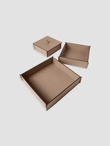 Brunello Cucinelli Trio of Leather Organizer Boxes with Lids - Brown | Thumbnail 2