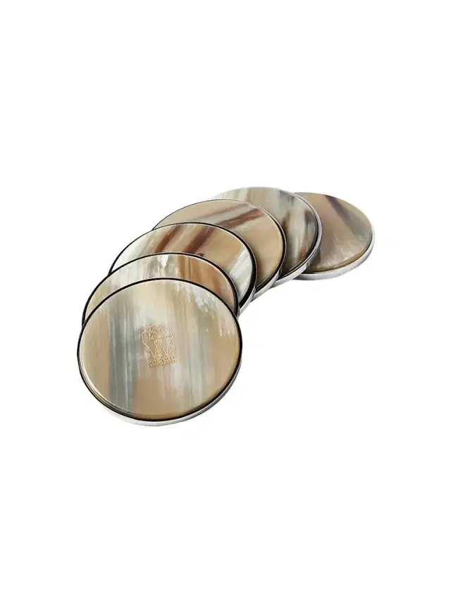 Brunello Cucinelli Six Piece Buffalo Horn Coaster Set